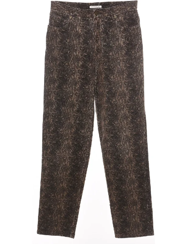Weekend Flash Sale Brown & Beige Snakeskin Pattern 1990s Trousers - W28 L30