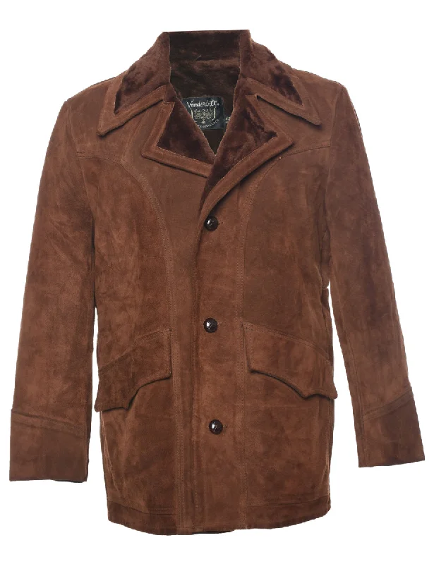Can't Be Beat Brown Shearling Suede Jacket - M