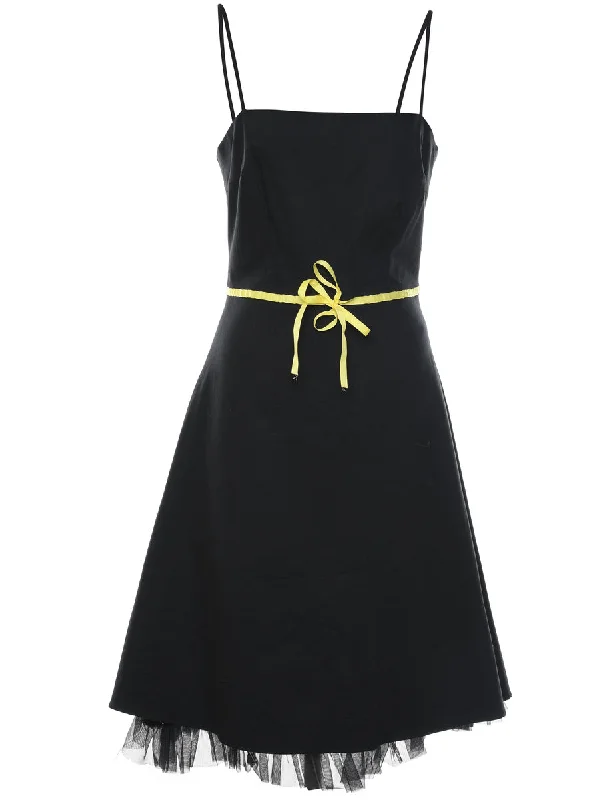 Black & Yellow 1990s Evening Dress - M