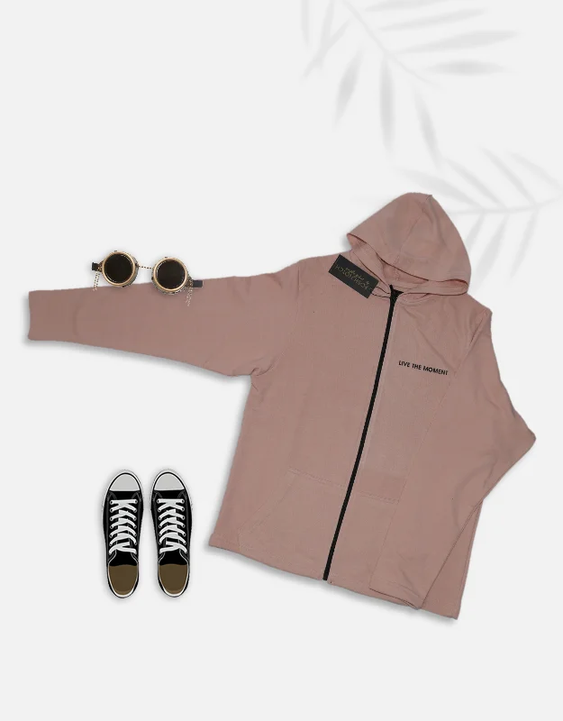 Super Sale Men Nude Brown Zipper Hoodie