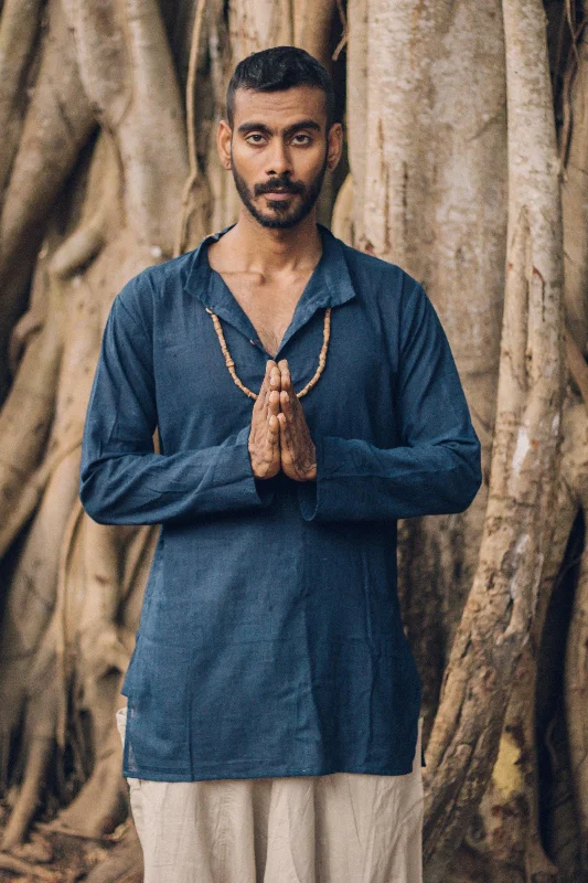 Extra Discounts Handwoven Cotton Kurta ~ Indigo
