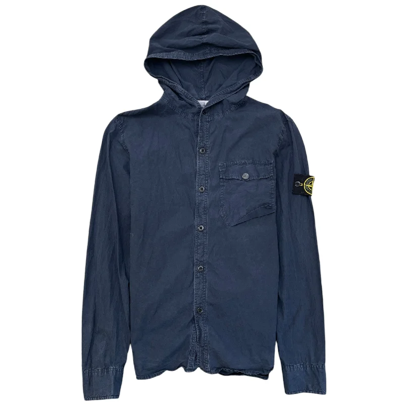 Limited Stock Men's Applique Logo Hooded OverShirt Navy Size S