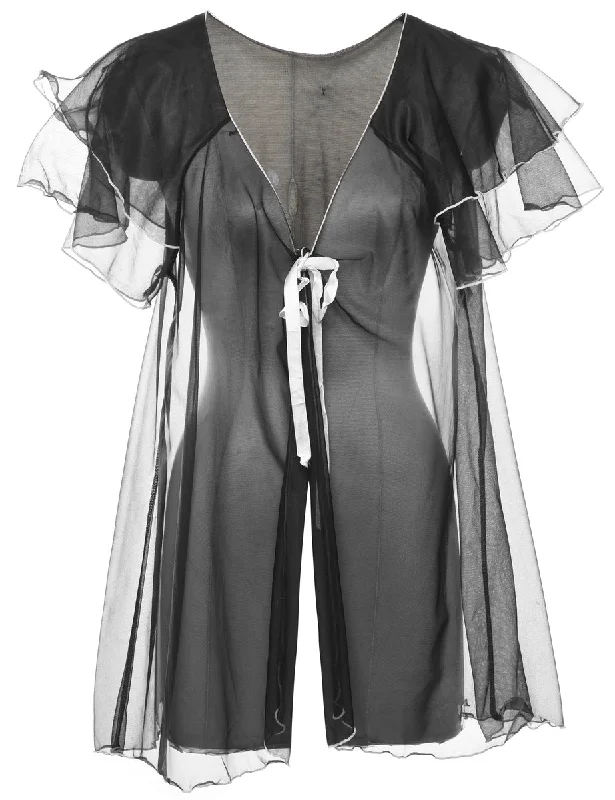 Seasonal Clearance Black Sheer Frilled Babydoll - M