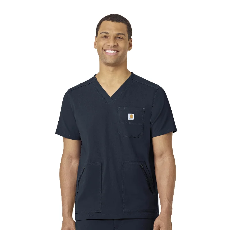 Discount Deals Carhartt Rugged Flex Peak Men's 5-Pocket V-Neck Scrub Top - Navy