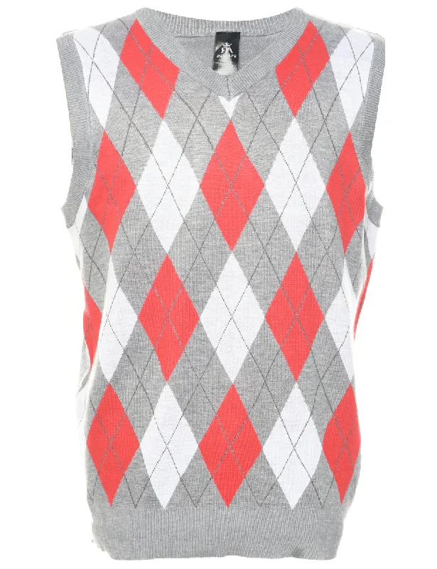 Argyle Pattern Sweater Vest - M