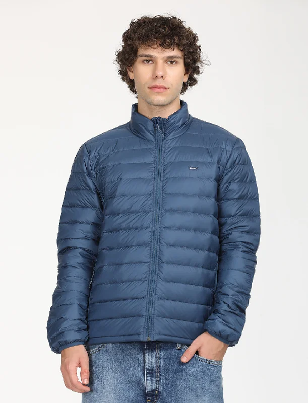Last Chance Men's Solid Blue Quilted Jacket