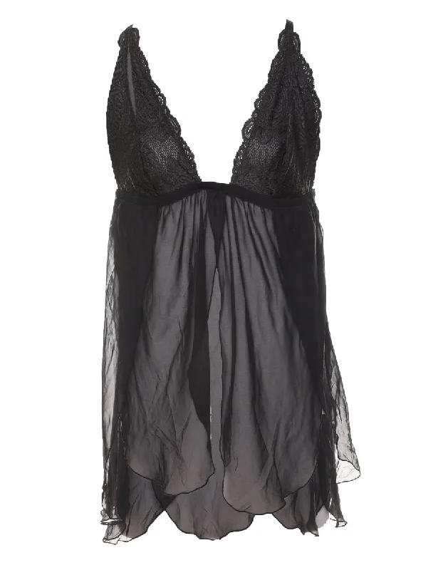 Bargain Alert Black Victoria's Secret 1990s Lace Babydoll - S