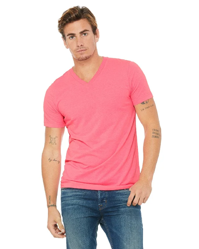 Hurry In Bella+Canvas Unisex V-Neck T-Shirt | Neon Pink