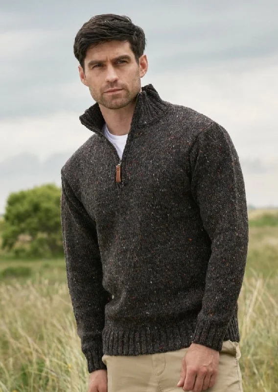 Instant Savings Donegal Wool Mens Half Zip Sweater | Graphite