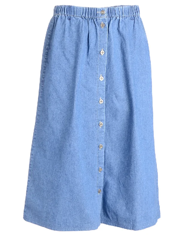 Don't Miss Button Through Denim Skirt