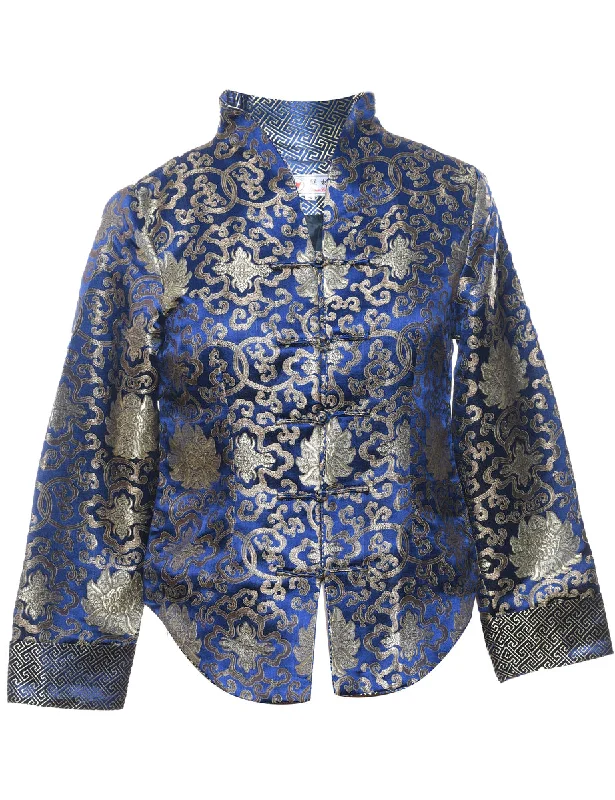 Value Deals Brocade Navy & Silver Traditional Evening Jacket - S