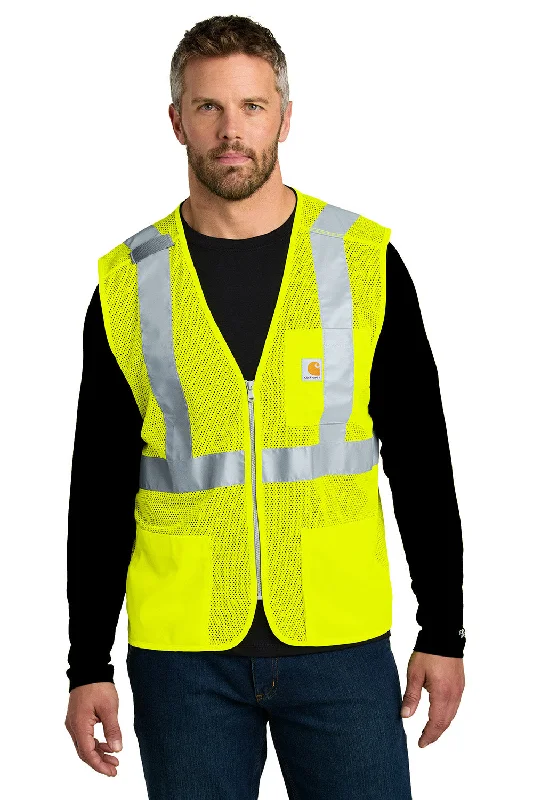 Blowout Sale Carhartt Mens ANSI Class 2 Mesh Full Zip Vest - Bright Lime Green - New