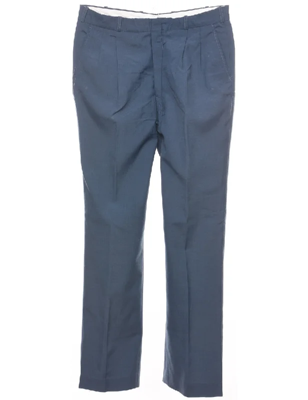 Weekend Bargains to Enjoy Blue Pleated Detail Trousers - W33 L32