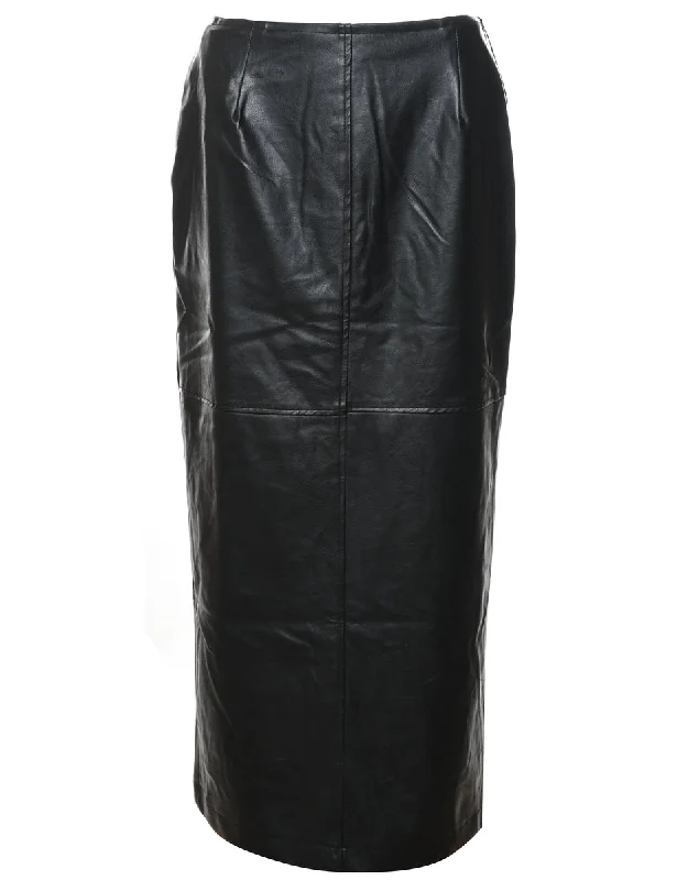 Weekend Deals That Dazzle Black Leather Midi Skirt - S