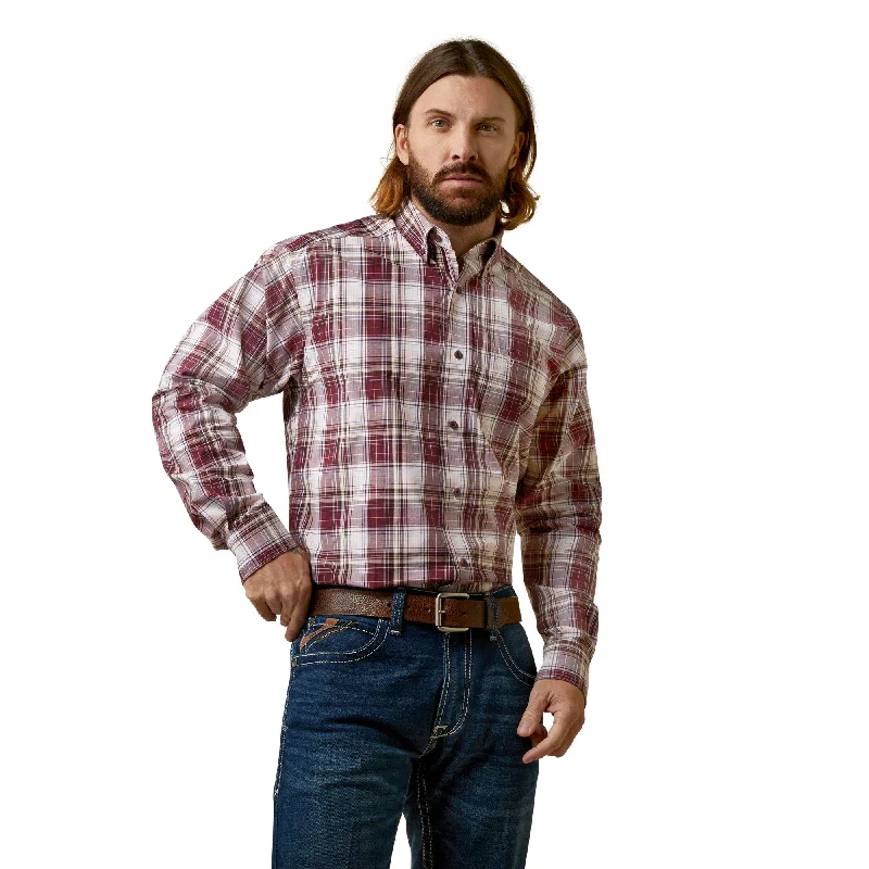 Weekend Savings Bonanza Ariat Mens Maroon Pro Series Adrian Classic Fit Shirt