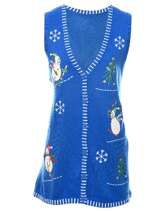 Weekend-Only Price Drops Blue Christmas Vest - L