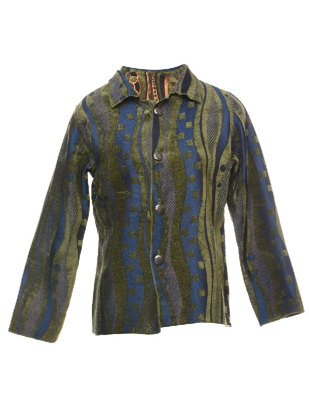 Early Access Blue & Green Abstract Tapestry Jacket  - M
