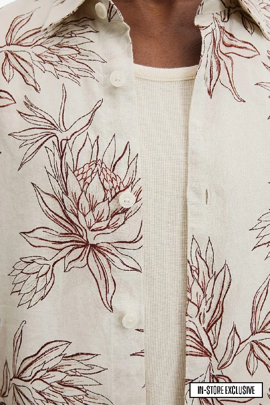 Country Road | Linen Short Sleeve Botanical Shirt