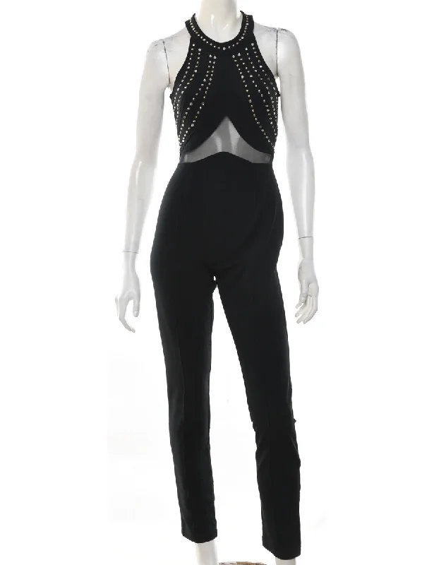 New Deals Black Studded 1990s Sheet Detail Jumpsuit - S
