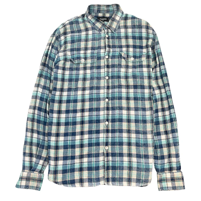 While Supplies Last Men's Checkered Shirt Blue Size IT 52 / UK XL