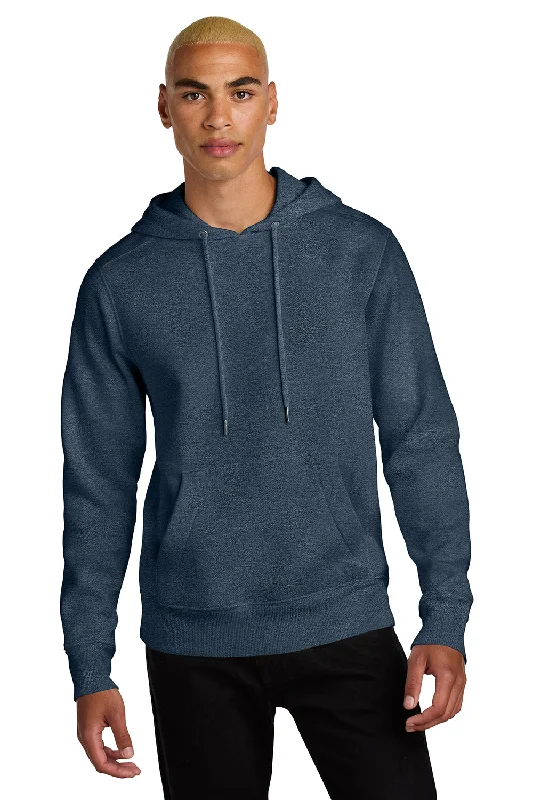 Weekend Savings Spectacle District Mens Perfect Weight Fleece Hooded Sweatshirt Hoodie w/ Pouch Pocket - Heather Navy Blue