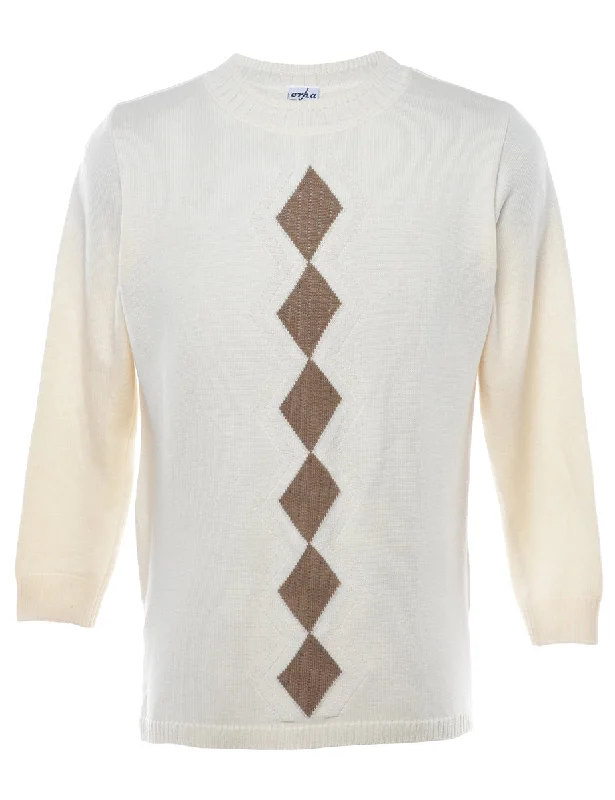 Argyle Off White Jumper - S