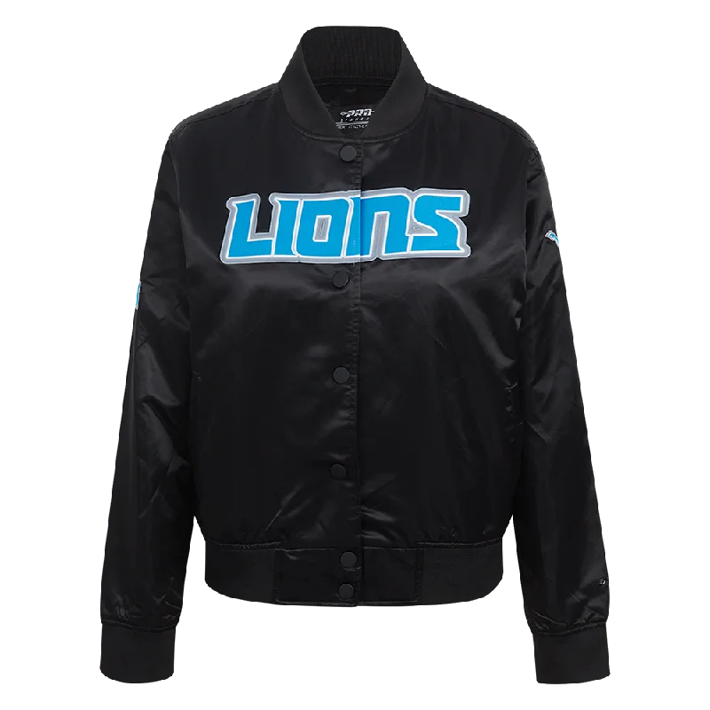 Weekend Shopping Extravaganza NFL DETROIT LIONS CLASSIC WOMEN'S SATIN JACKET (BLACK)