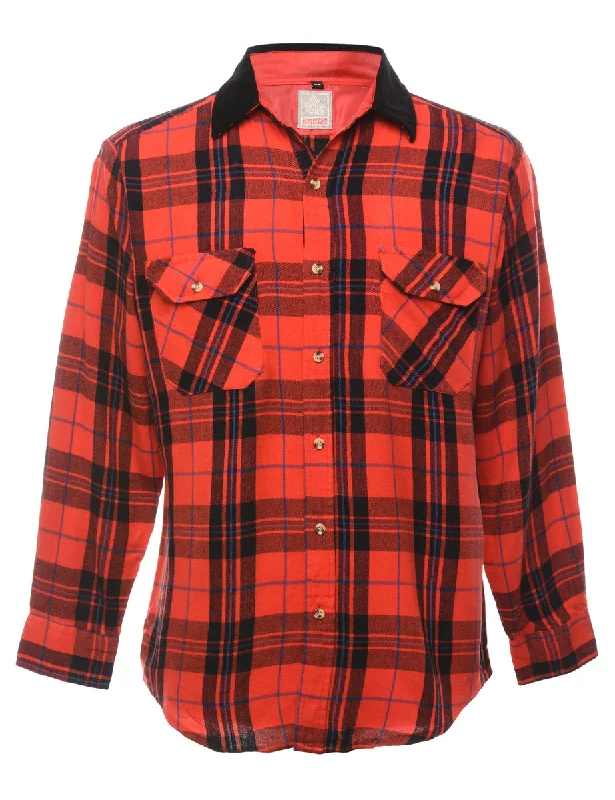 Beyond Retro Reworked Cord Collar Plaid Shacket - XS