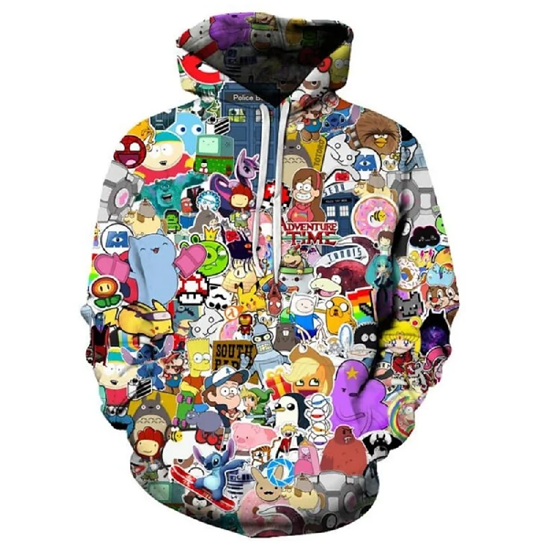 Limited Stock 3D Print Hoodie with Cartoon Skull Print