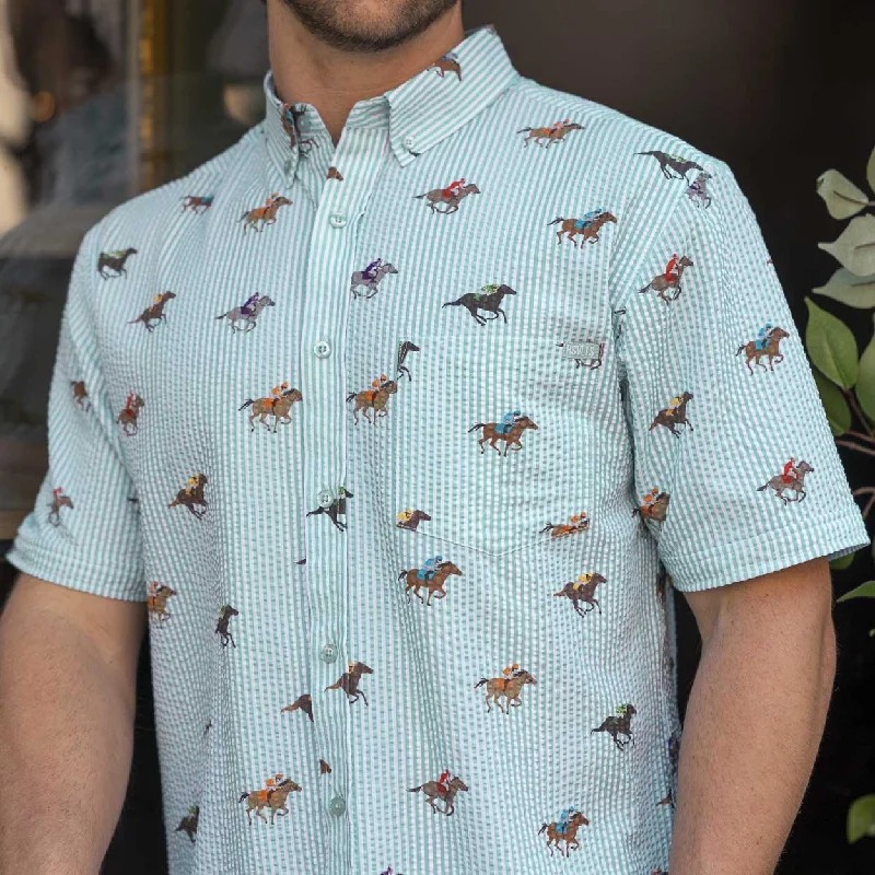 And They're Off! – Stretch Seersucker Short Sleeve Shirt