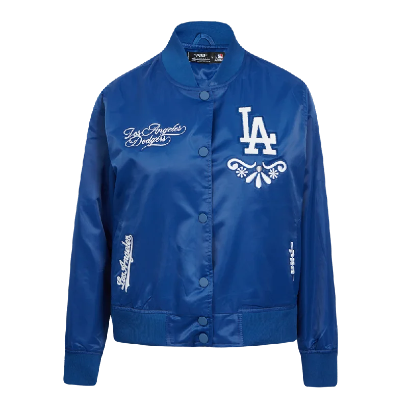 Weekend Bargains to Savor MLB LOS ANGELES DODGERS SUGAR SKULL WOMEN'S SATIN JACKET (DODGER BLUE)