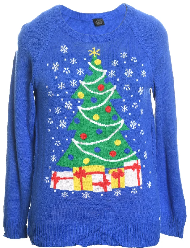 Weekend Deals You Can't Resist Blue Christmas Jumper - L