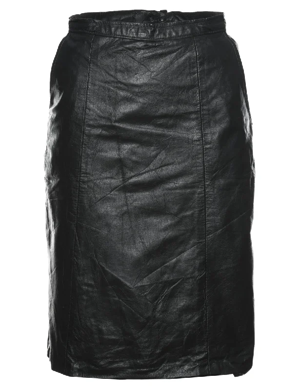 Weekend Offers That Impress Black Leather Pencil Skirt - XS