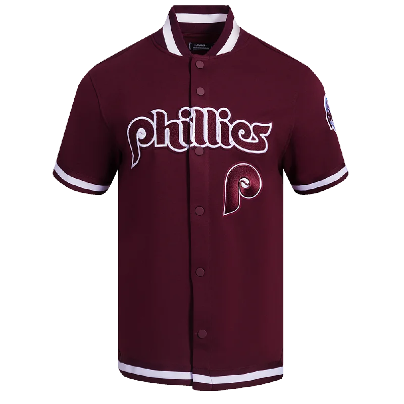 Time-Sensitive MLB PHILADELPHIA PHILLIES CLASSIC MEN'S WARM UP JACKET (WINE)