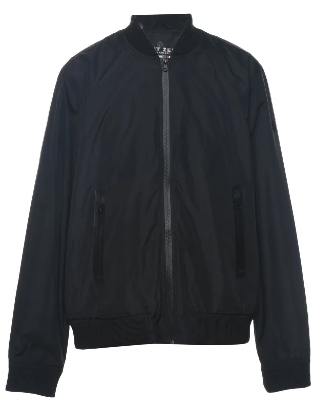 Stock Up Black Zip-Front Nylon Jacket - M