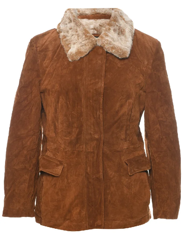Buy More, Save More Brown Shearling Suede Jacket - M