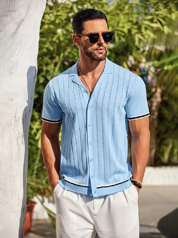 Low Prices Casual Striped Button Down Knit Shirt (US Only)