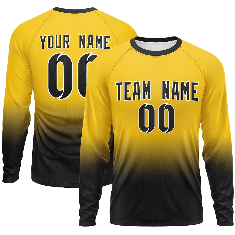 Weekend Offers That Thrill Custom Gold-Black Gradient Fashion Design Long Sleeve Performance T-Shirt