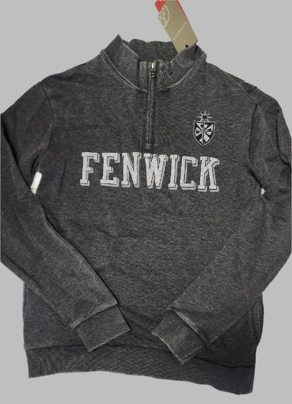 Hot Deal Alternative brand Vintage Black Unisex Comfort Wash 1/4 Zip Fenwick Shield Sweatshirt