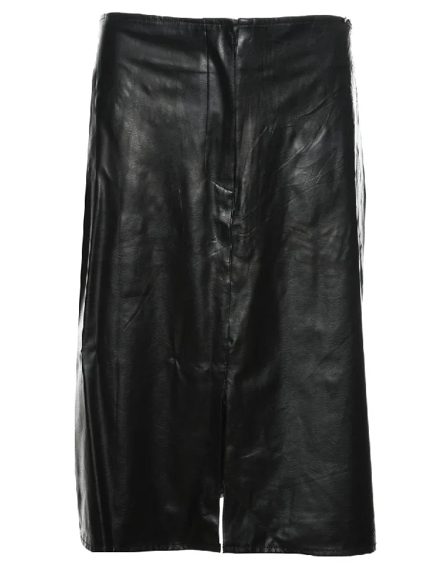 Weekend Discounts to Indulge In Black Leather Skirt - L
