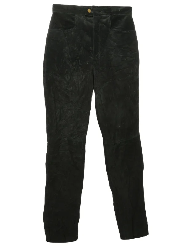 Savings Galore Black Suede Trousers - W28 L35
