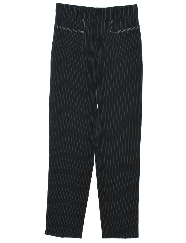 Value Deals Black Pinstriped Trousers - W27 L30