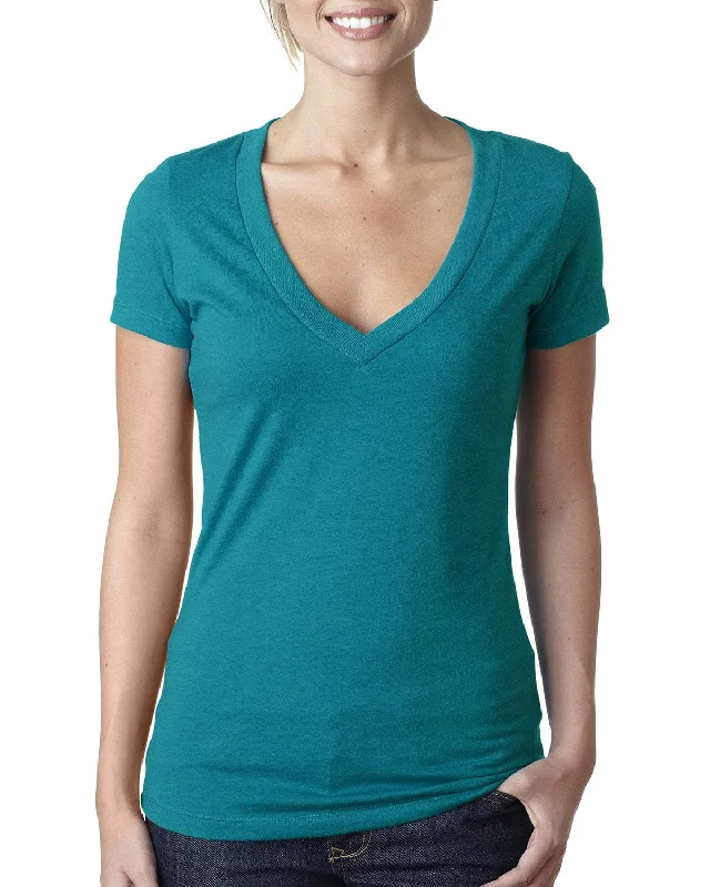 Weekend Flash Sale Next Level Ladies CVC Deep V-Neck Tee | Teal