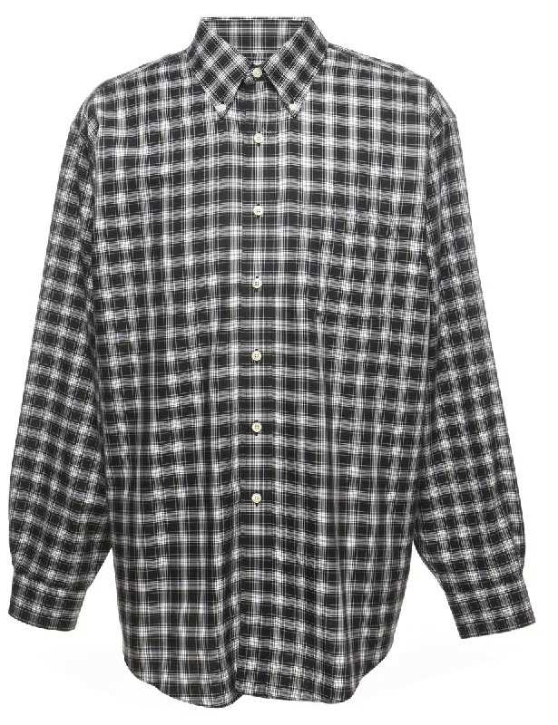 New Arrival Brooks Brothers Checked Black Shirt - XL