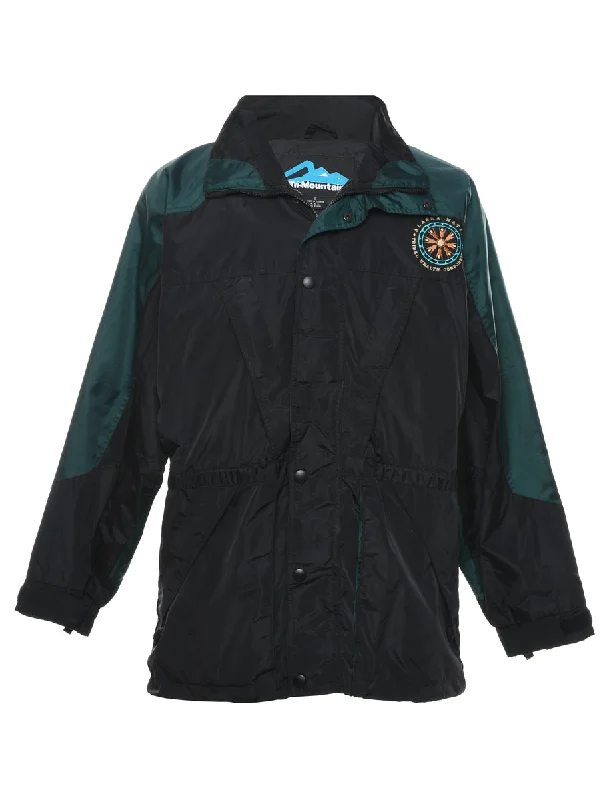 Black & Green Embroidered Nylon Jacket - S