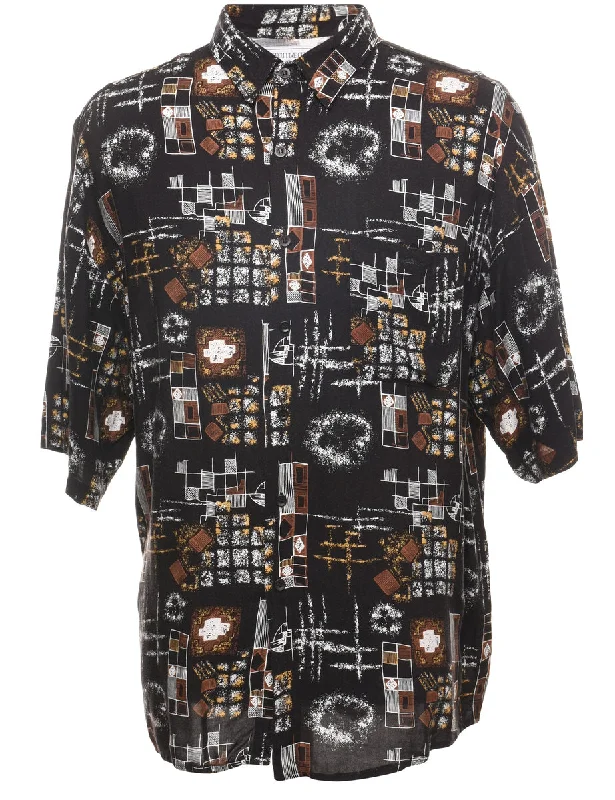 Black Abstract Design Short Sleeve Shirt - XL