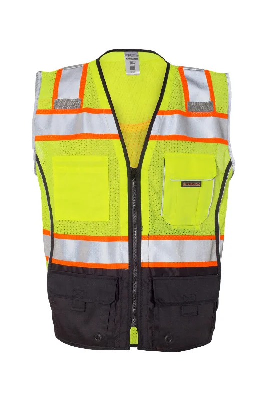 Quick Sale Kishigo Mens Premium Black Series Black Bottom Class 2 Vest - Lime Green