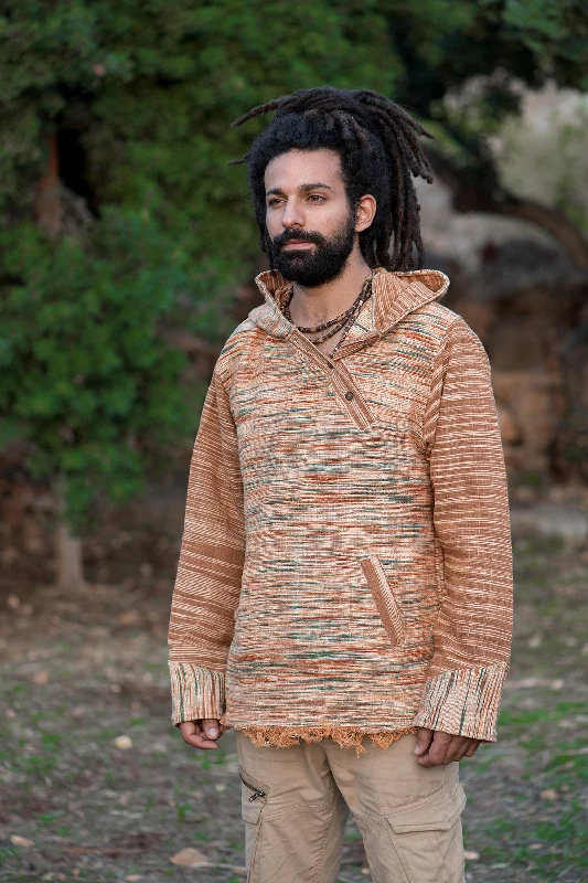 Overstock Sale Hoodie with Side Buttons ⋙ Handwoven Khadi Cotton