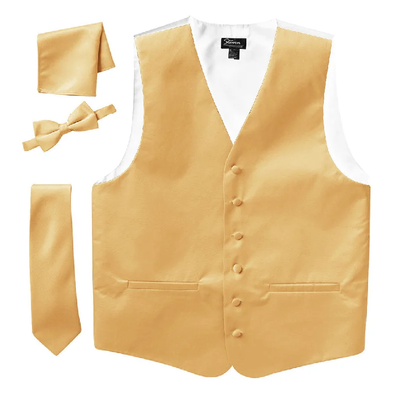 Deal of the Day Steven Land Solid 4-pc. Vest with Matching Tie, Bowtie & Pocket Square