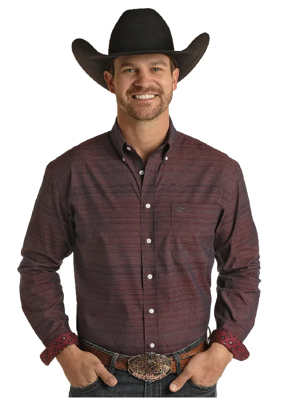 Weekend Offers That Amaze ROCK & ROLL BURGUNDY STRIPED LONG SLEEVE SHIRT
